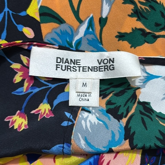 DIANE VON FURSTENBERG Multicolor One Shoulder Asymmetrical Dress Size Medium - Picture 8 of 9